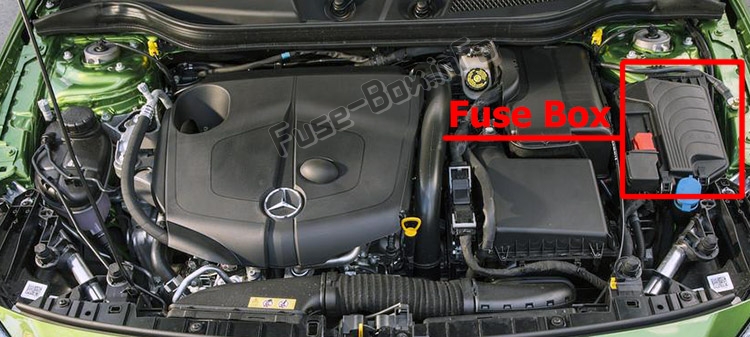 The location of the fuses in the passenger compartment: Mercedes-Benz GLA-Class (X156; 2014-2019..)