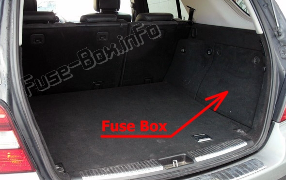 The location of the fuses in the luggage compartment: Mercedes-Benz M-Class (W164; 2006-2011)
