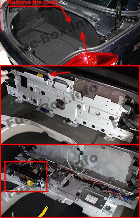 The location of the fuses in the luggage compartment: Mercedes-Benz SLK-Class (R171; 2005-2011)