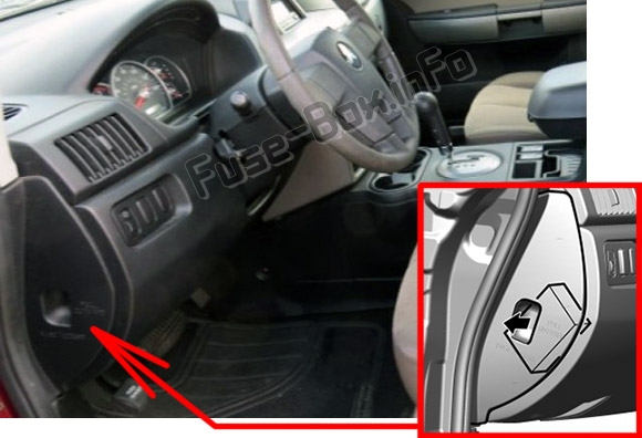 The location of the fuses in the passenger compartment: Mitsubishi Endeavor (2004-2011)