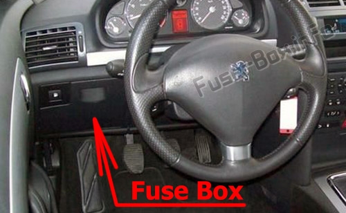 The location of the fuses in the passenger compartment (LHD): Peugeot 407 (2004-2010)