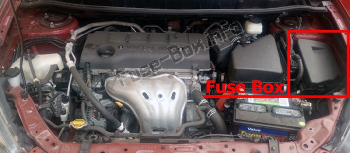 The location of the fuses in the engine compartment: Pontiac Vibe (2009-2010)
