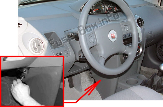 The location of the fuses in the passenger compartment: Saturn Ion (2003-2007)