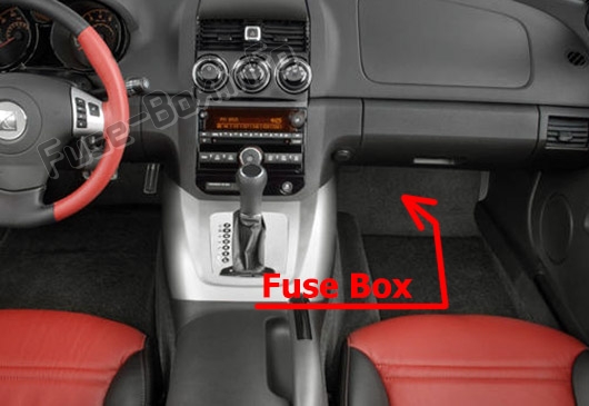 The location of the fuses in the passenger compartment: Saturn Sky (2006-2010)