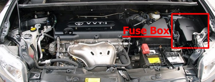 The location of the fuses in the engine compartment: Scion xB (2007-2015)