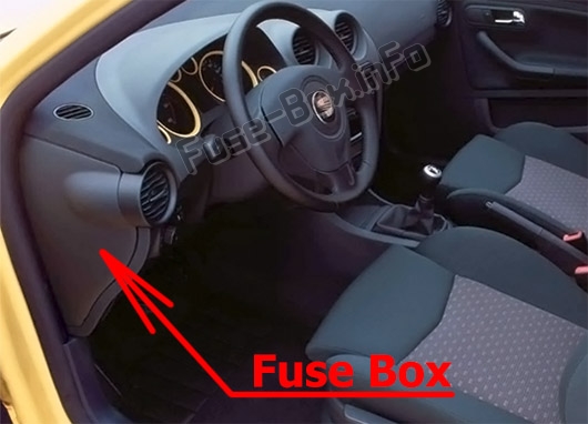 The location of the fuses in the passenger compartment: Seat Ibiza (Mk3/6L; 2002-2007)
