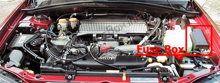 The location of the fuses in the engine compartment: Subaru Forester (SG; 2003-2008)