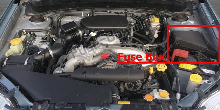 The location of the fuses in the engine compartment: Subaru Forester (SH; 2008-2012)