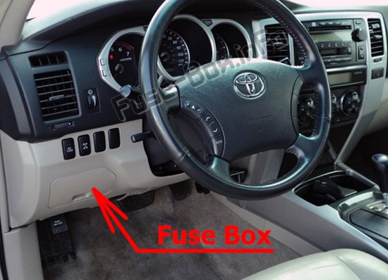 The location of the fuses in the passenger compartment: Toyota 4Runner (N210; 2003-2009)