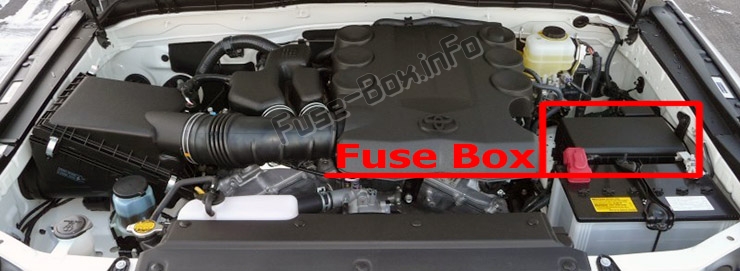 The location of the fuses in the engine compartment: Toyota 4Runner (N280; 2010-2017)