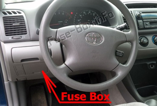 The location of the fuses in the passenger compartment: Toyota Camry (XV30; 2002-2006)