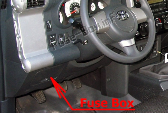 The location of the fuses in the passenger compartment: Toyota FJ Cruiser (2006-2017)