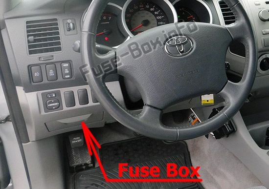 The location of the fuses in the passenger compartment: Toyota Tacoma (2005-2015)