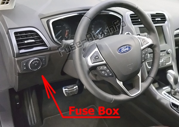 The location of the fuses in the passenger compartment: Ford Mondeo (Mk5; 2015-2019..)