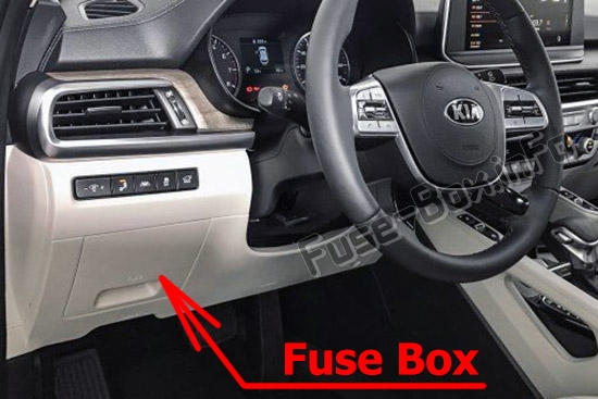 The location of the fuses in the passenger compartment: Kia Telluride (2020-..)