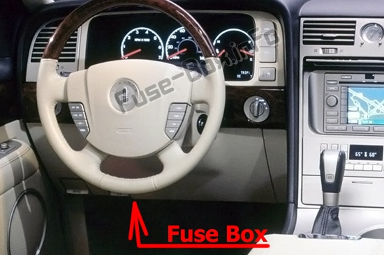 The location of the fuses in the passenger compartment: Lincoln Aviator (2003, 2004, 2005)