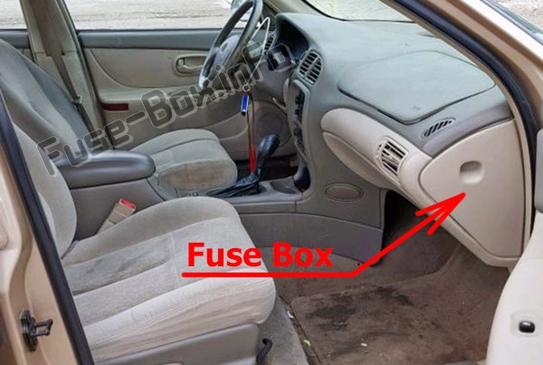 The location of the fuses in the passenger compartment: Oldsmobile Intrigue (2000, 2001, 2002)