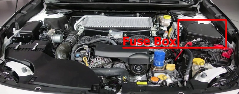 The location of the fuses in the engine compartment: Subaru Legacy / Outback (2020...)