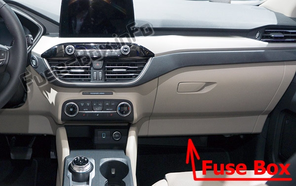 The location of the fuses in the passenger compartment: Ford Escape (2020-..)