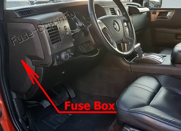 The location of the fuses in the passenger compartment: Hummer H2 (2008-2010)