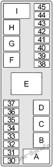 Under-hood fuse box diagram: Infiniti G20 (1998, 1999, 2000, 2001, 2002)