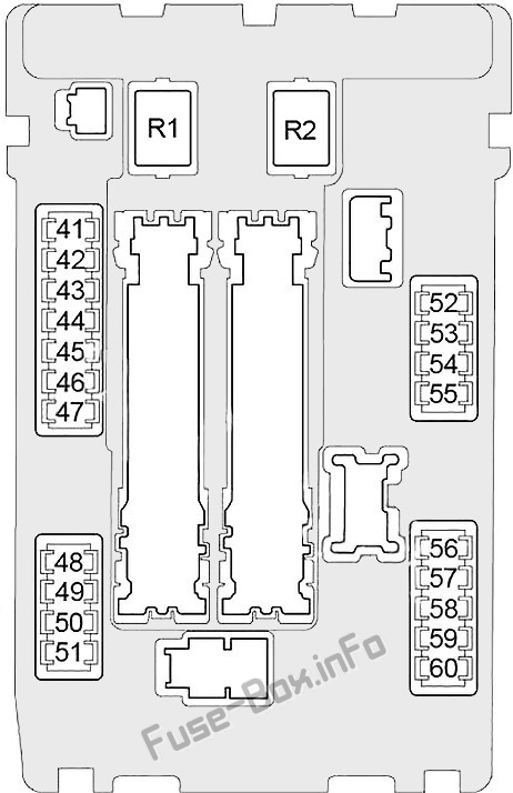 Under-hood fuse box #1 diagram: Infiniti Q70 (2013, 2014, 2015, 2016, 2017, 2018, 2019)