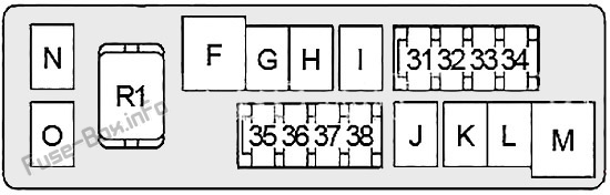 Under-hood fuse box #2 diagram: Infiniti QX50 (2013, 2014, 2015, 2016, 2017)