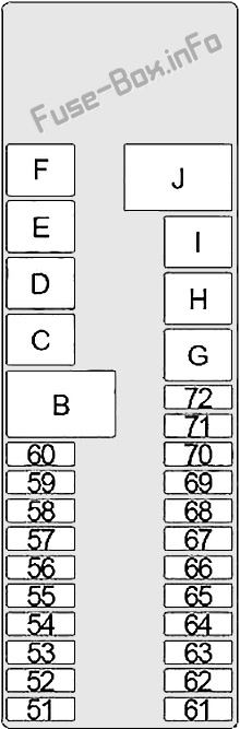 Under-hood fuse box diagram: Infiniti i30, i35 (1998, 1999, 2000, 2001, 2002, 2003, 2004)