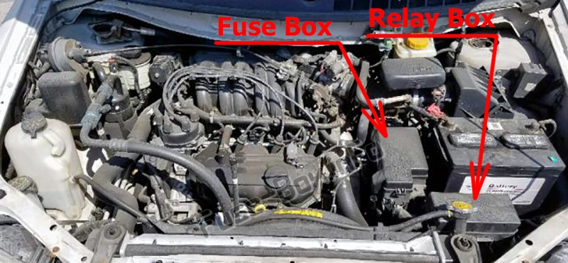 The location of the fuses in the engine compartment: Nissan Quest (1998-2002)