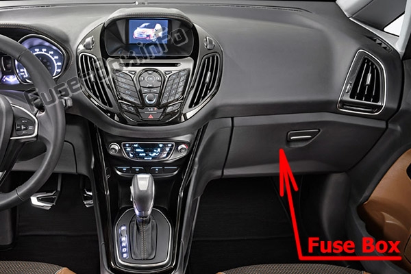 The location of the fuses in the passenger compartment: Ford B-MAX (2012-2017)