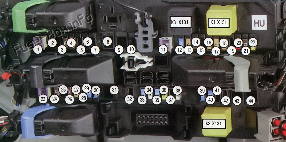 Trunk fuse box diagram: Opel Astra H / Vauxhall Astra (2004, 2005, 2006, 2007, 2008, 2009)