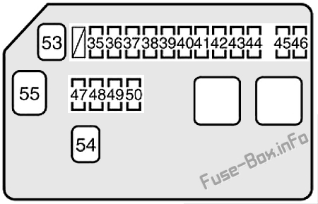 Under-hood fuse box diagram: Toyota MR2 (1999, 2000, 2001, 2002, 2003, 2004, 2005)