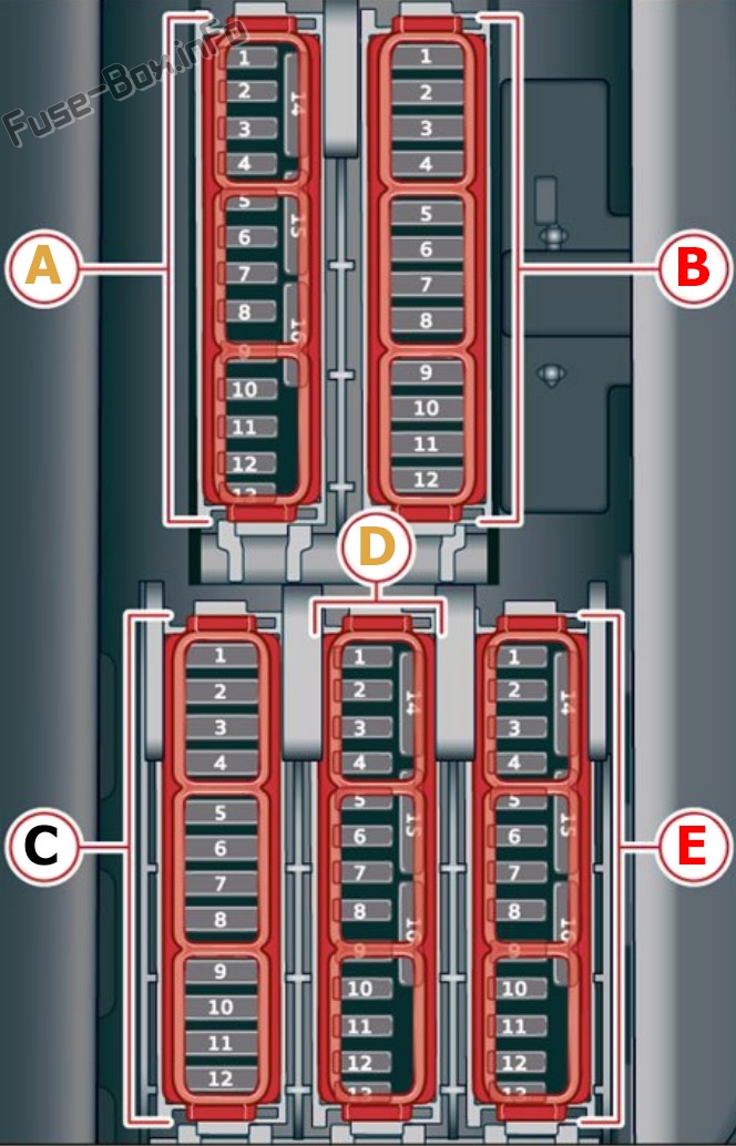 Driver's footwell fuse box diagram (ver.1): Audi Q8 (2019, 2020...)