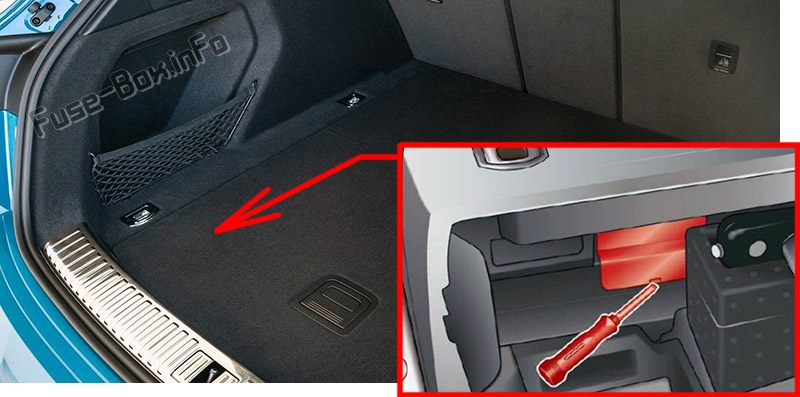 The location of the fuses in the trunk: Audi e-tron (2019, 2020...)